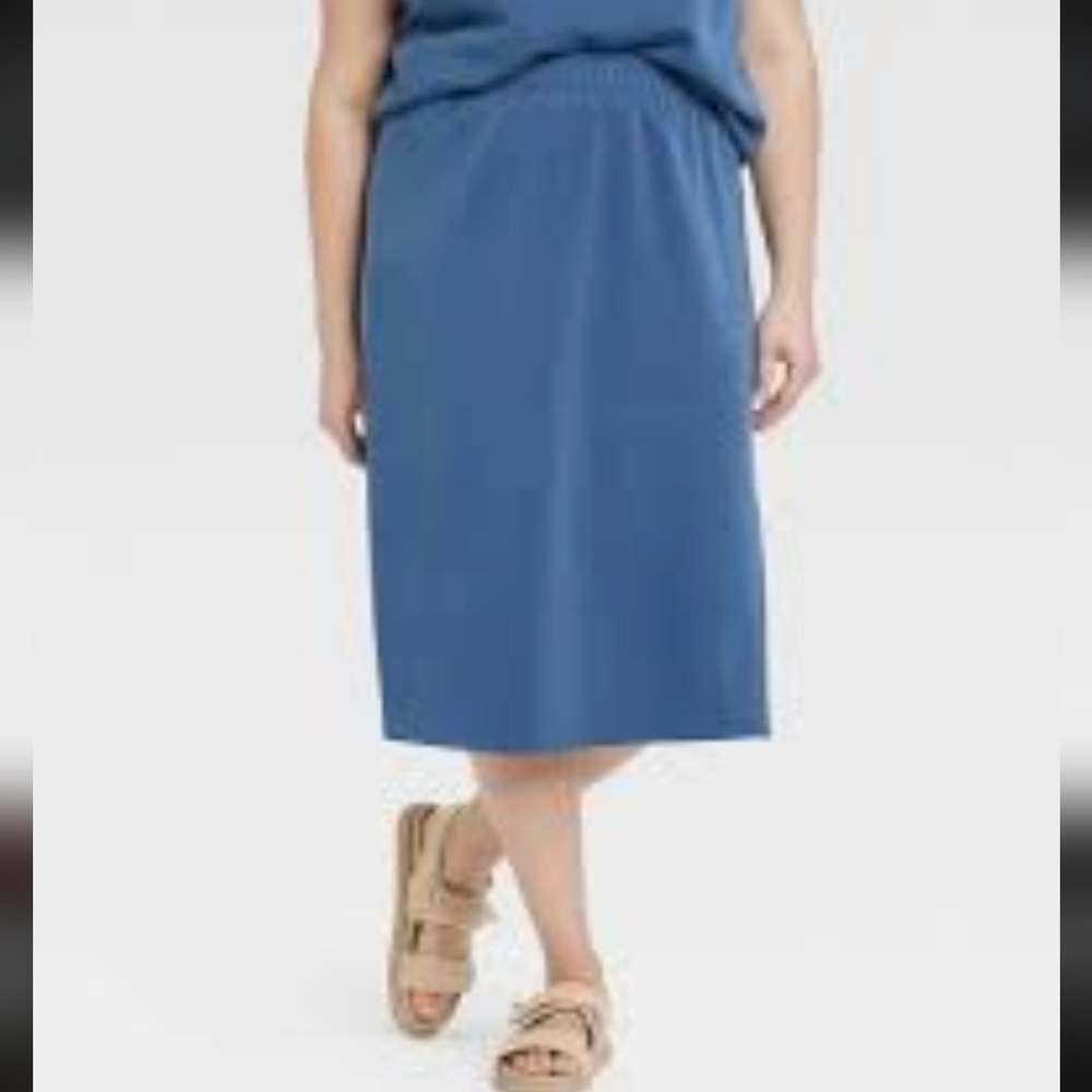 A New Day Midi Sandwash Blue Skirts Size XL